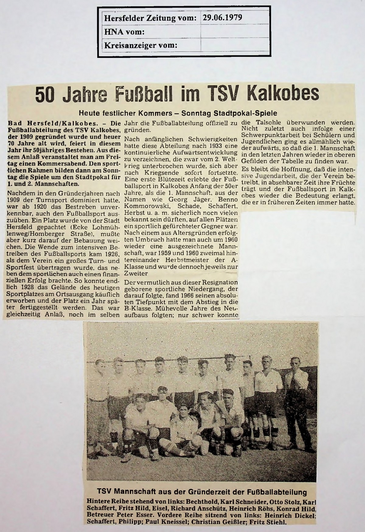 50 Jahre Fußball in Kalkobes (1979)